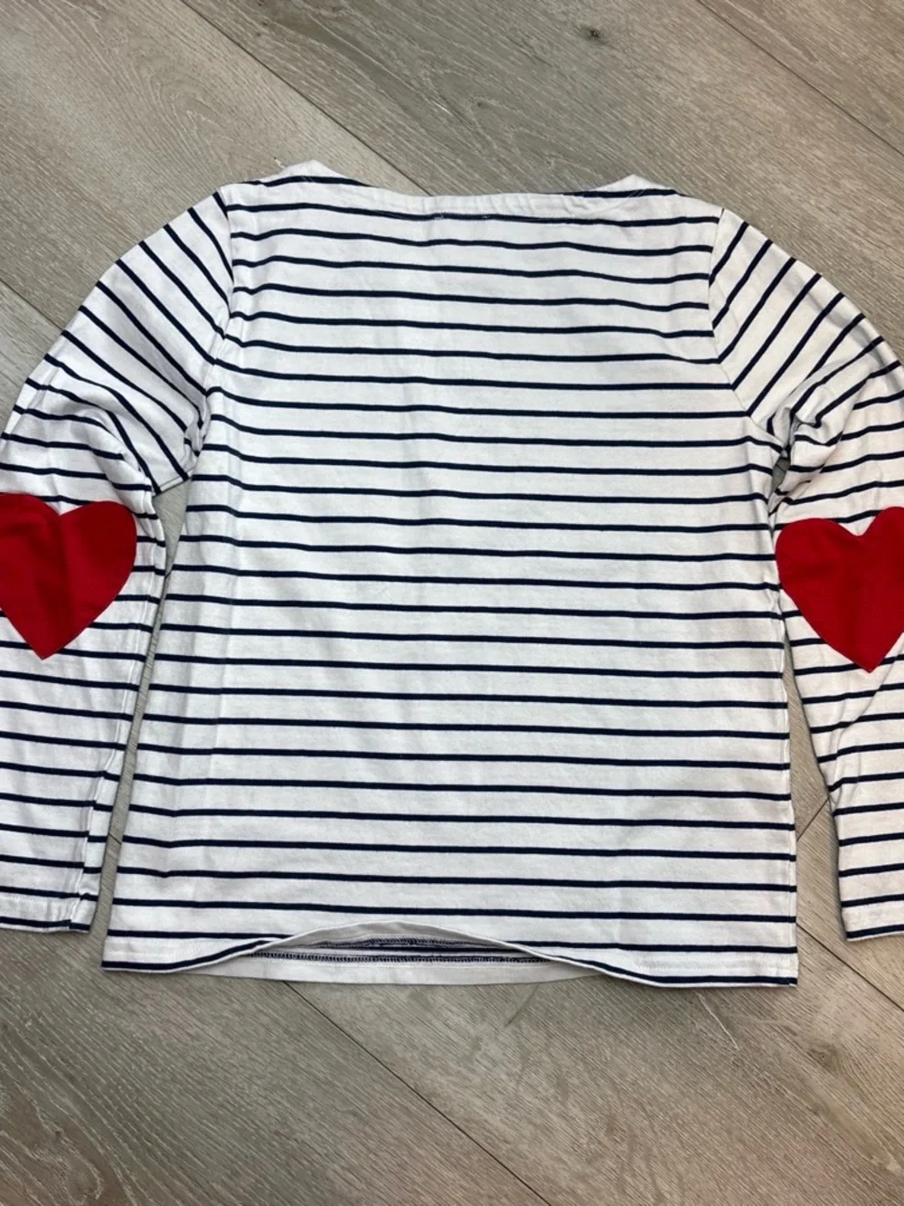 J.Crew Striped Boatneck Top with Red Heart Elbow Patches - XS